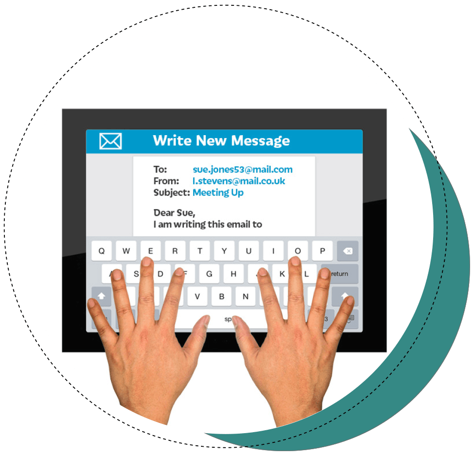 Contact page Hands typing on keyboard